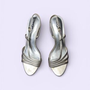 East 5th Silver Strappy Heels